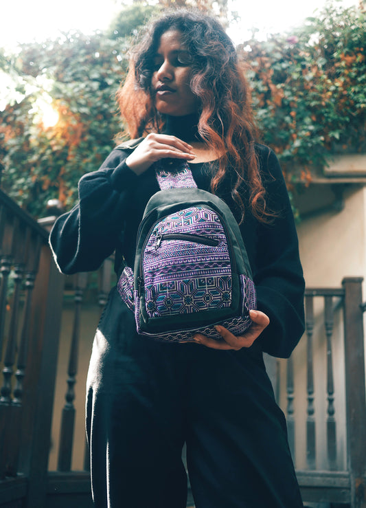 Brocade Patterned Sling Bag - Purple