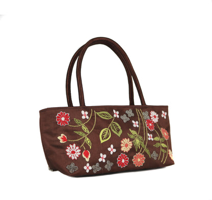 Embroidered Floral Taffeta Petite Handbag