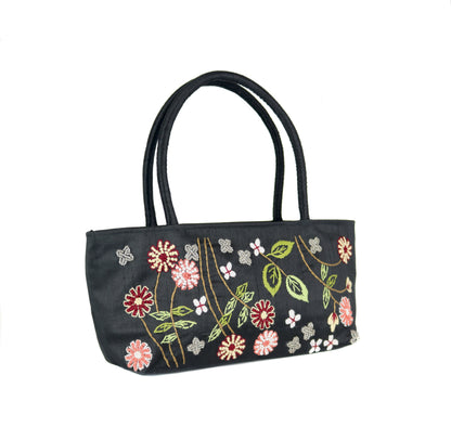 Embroidered Floral Taffeta Petite Handbag