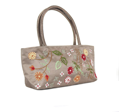 Embroidered Floral Taffeta Petite Handbag