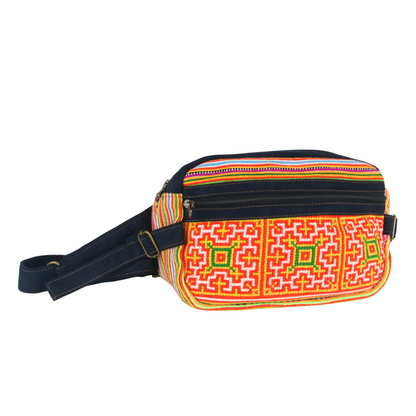 Symmetrical Pattern Waist Bag - Orange