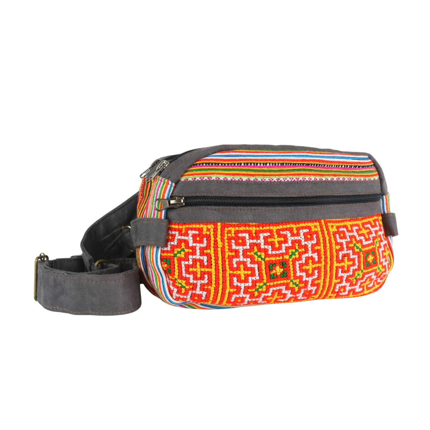 Symmetrical Pattern Waist Bag - Orange