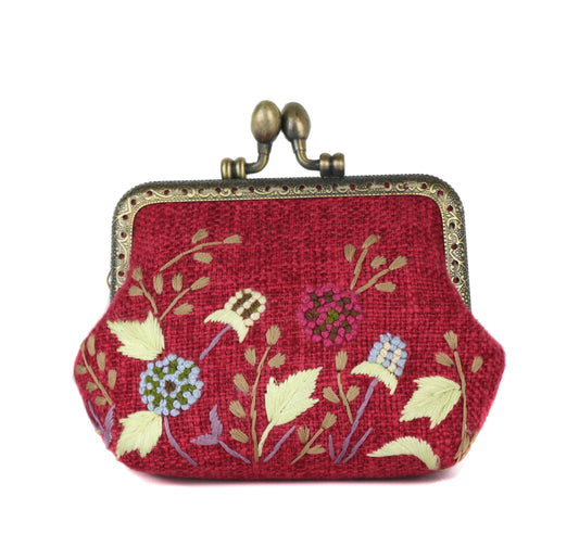 Embroidered Floral Kiss Lock Coin Purse